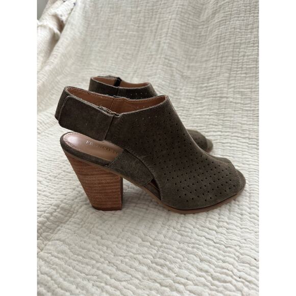 Franco Fortini Shoes - Franco Fortini Rhea Olive Green Suede Open Toe Bootie Size 9